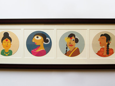 Framed Art Print art colour india indian portraits print women
