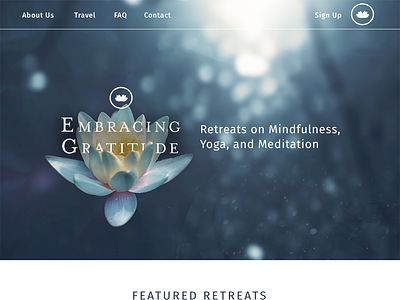 Yoga Retreat Landing Page meditation trave ui ui ux design yoga