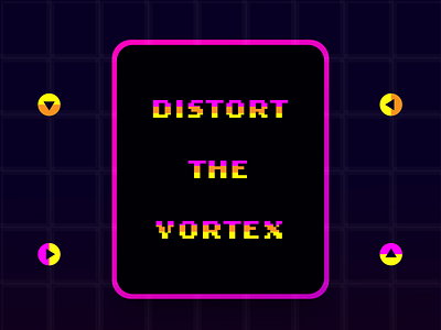 Distort The Vortex 80s 80s style arcade colorful minimal modern pixel retro synthwave vaporwave