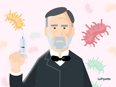 HBD Pasteur! biology flat illustration illustration science vector