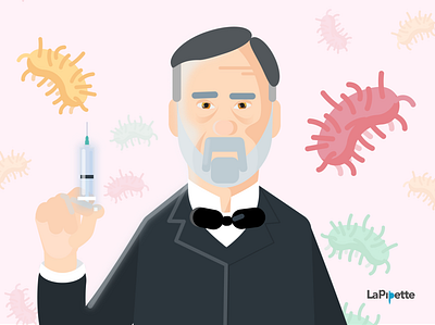 HBD Pasteur! biology flat illustration illustration science vector