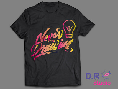Never Stop Drawing T Shirt branding design illustration logo