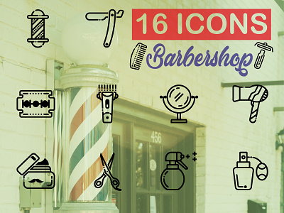 💈BARBERSHOP💈 awesome 16 icons app barbershop beautiful icon iconography icons iconsets illustration illustrator typography ui ux vectorart