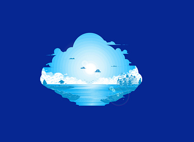Madeline Island background blue calm calming clean clouds cool illustration island landingpage landscape owl city relaxed relaxing sea sun trees vacation water webdesign