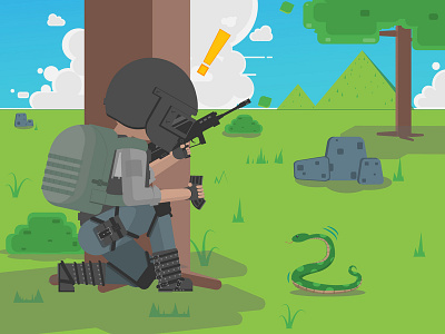 Dont Hide in Grass flat illustration game game app game art pubg snake vector