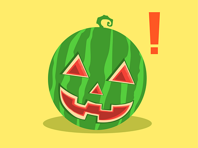 Happy Halloween Watermelon flat illustration