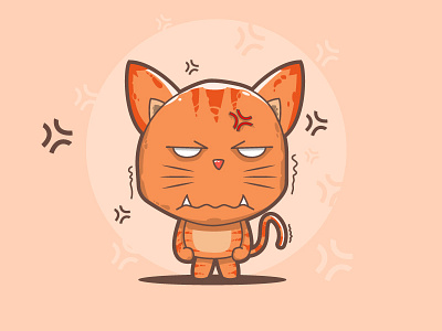 Angry Cat cartoon character design cute funny simple illustration