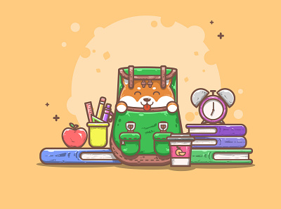 A Cute Shibadog Excited to go in School adobe illustrator animals back to school character design colors cute cute fun funny flat illustration flat illustrations good vibes homework simple illustration