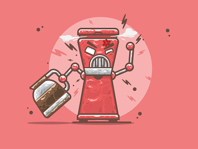 Angry Coffee Machine cartoon cartoon art character design cute art cute fun funny flat illustration funny illustration simple illustration vector art