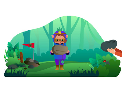 Protector in the woods 2d 2d art 2d character ai character characterdesign childrenbook creative design digital painting forest girl green illustration illustrator motion graphic motiongraphics vector woods