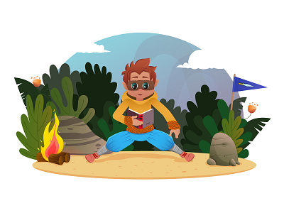 Agile's Flexibility 2d art 2d character ai camp character characterdesign creative fire place flexible illustraion illustration illustrator ipadpro island motiongraphics vector woods woodstock