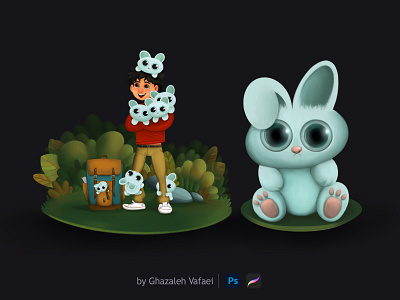 Alvin in Bunny land 2d apple book bunnies bunny characterdesign creative design digital digital painting digitalpainting environment illustration illustrator ipad pro jungle painting procreate