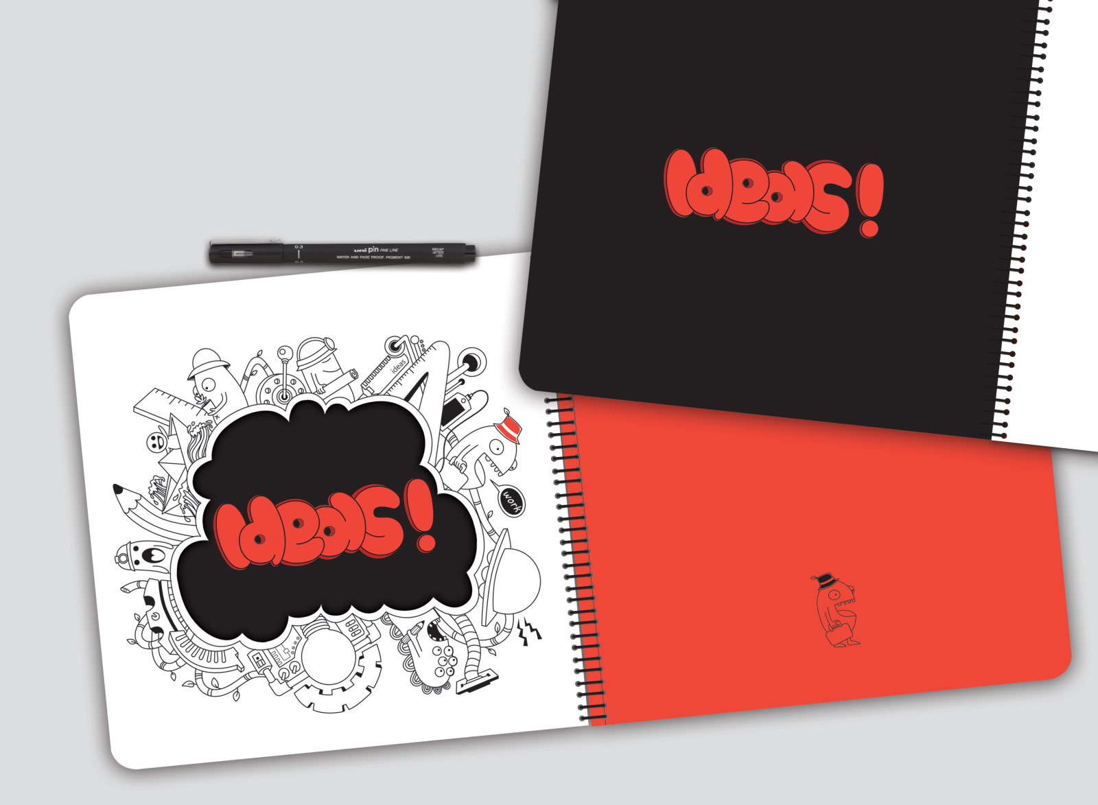 notebook design creative design doodleart drawing graphic graphicdesign ideas illustrator notebook design notebook mockup photoshop red typogaphy