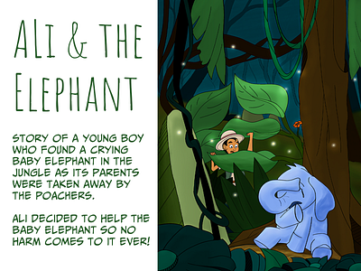 Ali and the baby elephant animal illustration character design character illustration elephant illustration jungle storybook