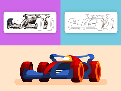 Indycar 3x cars design formula1 illustration indycar race