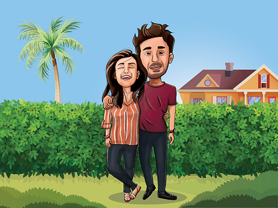 Couple Illustration characters couples engagement family illustration love scenery