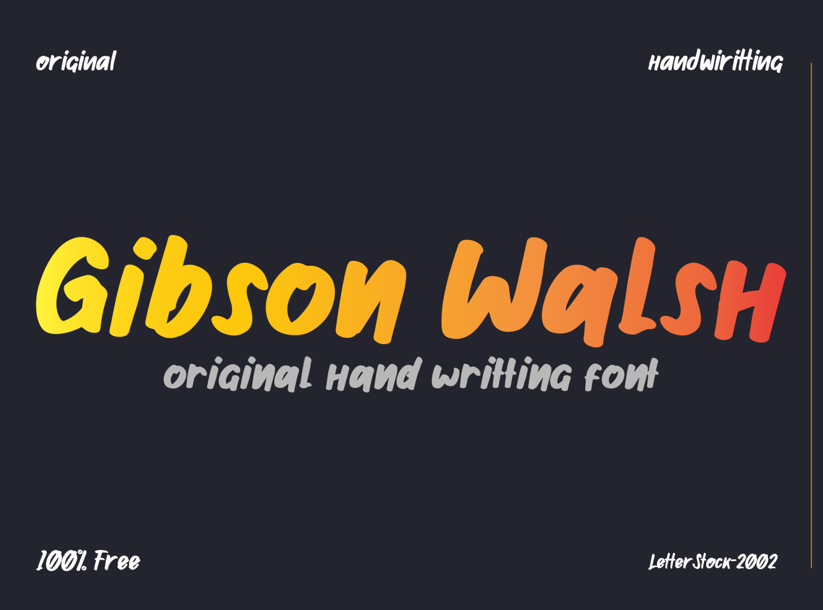 [100 FREE fONT] Gibson walsh hand writting font by LetterStock Std on