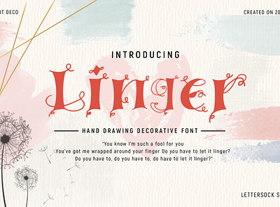 Linger - Decorative Font decorative decorative font design flower font font font design fonts fonts collection hand drawn font hand writing font lettering logo poster design typography valentine valentine font