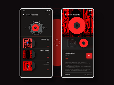 Vinyl record related interface app design ui ux