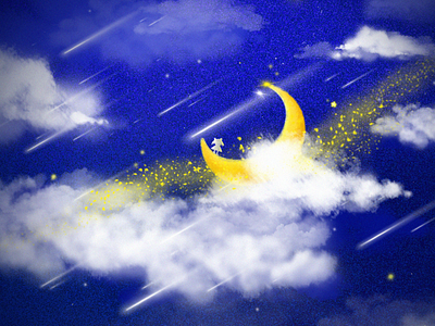 Want to fly up to the clouds to see the stars and the moon design moon 卷筒纸 插图