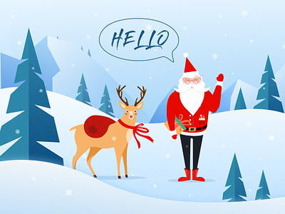 Hello dribbble , Merry Christmas ! 2018 best wishes christmas design dribbble forest gifts happy new year holiday illustration reindeer snow tree winter xmas
