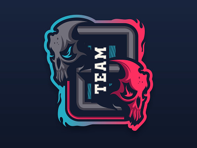 TEAM 2 esport gaming illustration logo design logotype mascot logo skull symbol vector