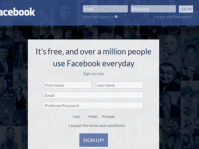 Realistic Facebook Redesign - Sign Up Page v02 facebook fun redesign web web design webdesign