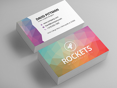 Polygon Business Card business card colorful corporate polygon rocket triangles tris