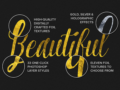 Gold Foil Text Effects effects foil gold golden photoshop silver styles text texture