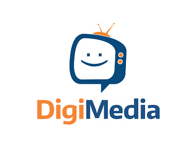 Digimedia Logo Mockup digital face happy logo media retro smile station tv vintage
