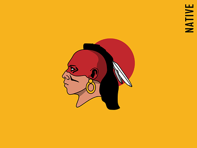 Native calm cool design design graphic face head logo native paint simple war
