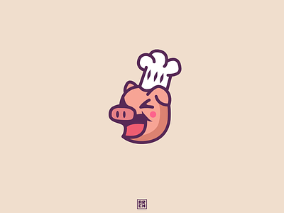 Pork Restaurant 🐖 affinity designer bacon bold chef logo cute design food logo illustration logo mascot pig pink pork restaurant logo vector