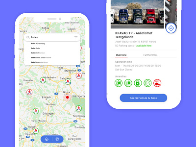 Kravag - Truck Parking App adobexd app app design booking icons map mobile truck ui ux