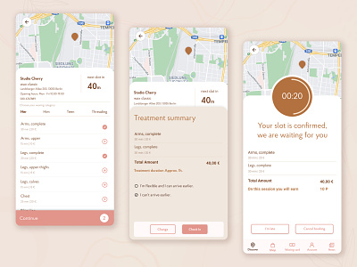 Treatment Booking app booking confirmation mobile natural colors skin colors ui ux