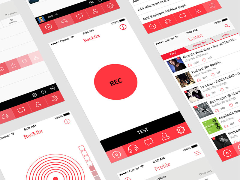 Recmix dj recording ux ui app design