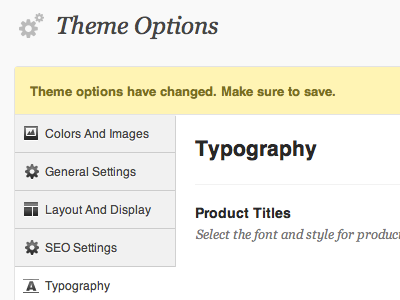 Typography Options theme options upthemes framework 2.0