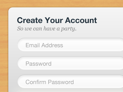 Party time account creation