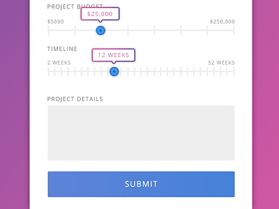 Project Form button design forms gradient slider user experience ux
