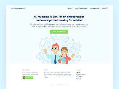 Entrepreneur Parents blue colorful design agency green homepage illustration orange people playful website