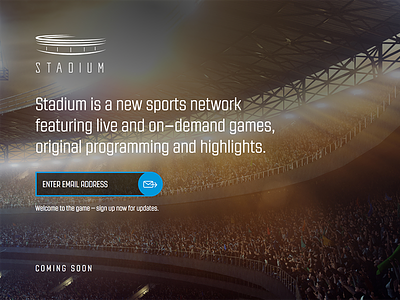 Stadium Splash Page coming soon email form landing page splash page squeeze page stadium
