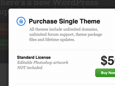 Purchase Theme modal