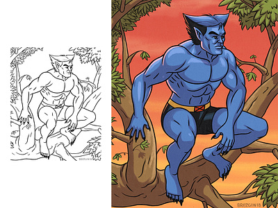Beast (X-men series) art cartoon illustration character comic art comic book draw fanart illustration marvelcomics