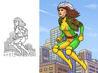 Rogue (X-men series) art cartoon illustration character comic art comic book draw illustration marvelcomics