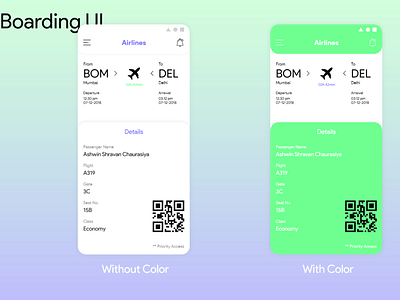 Boarding pass ui design adobe xd app design ui ux ui design