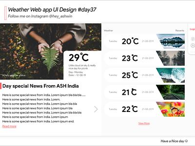 Weather Web App Ui Design adobe xd app design ui ux ui design weather ui web desgin
