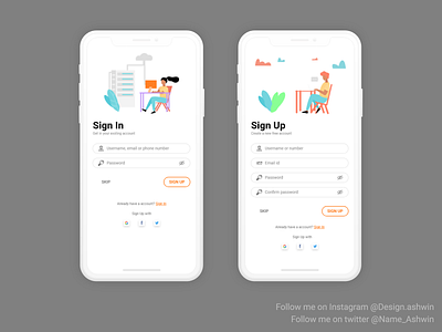 Sign Up & Sign In Ui Design adobe xd app design design design art signinui signupui ui ux ui design