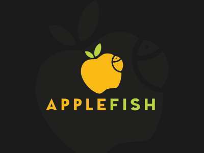 Apple Fish Logo app brand branding character creative creative design cute design eyes flat forum mascot future icon letter logo logo professional typography ui ux vector