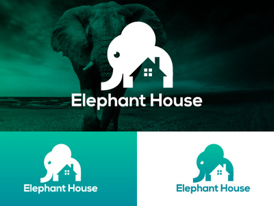 Elephant House Logo animal animals brand branding cartoon cat character creative creative design design eyes flat icon illustration letter logo logo minimalist professional typography vector