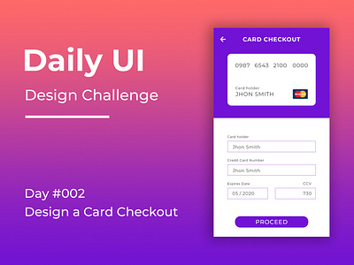 Daily UI Design Challenge Day #002 Design a Card Checkout
