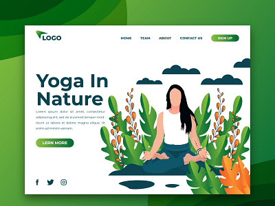 Yoga In Nature Landing Page & Illustration